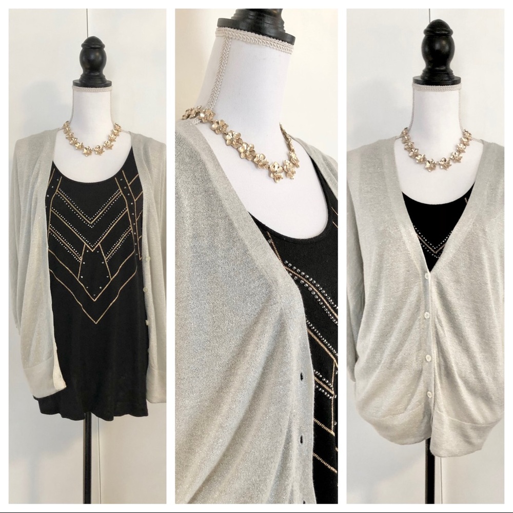 Women’s Gap Shimmery Boyfriend Slub Cardigan